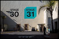 Shadows outside the sound stages, Studios at Paramount lot. Hollywood, Los Angeles, California, USA (color)