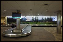 Baggage claim area and Tuolumne Meadows mural, Fresno Yosemite Airport. California, USA ( color)