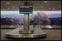 Baggage claim area and Half-Dome mural, Fresno Yosemite Airport. California, USA ( color)