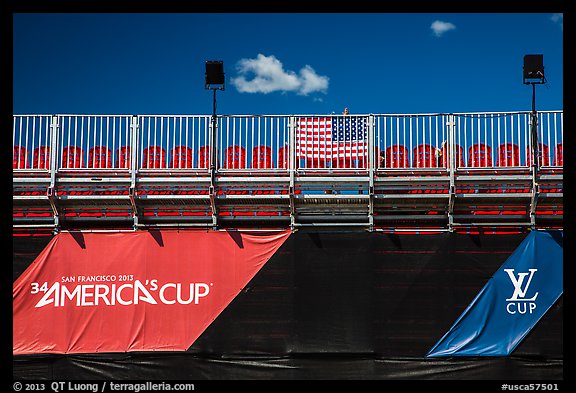 Americas cup empty bleachers from behind. San Francisco, California, USA (color)