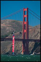 New Zealand Challenger America's cup boats and Golden Gate Bridge. San Francisco, California, USA ( color)