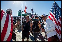 Supporters of team USA celebrating victory in America's Cup. San Francisco, California, USA (color)