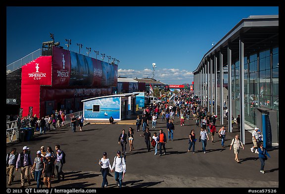 Spectators walking out of America's Cup Park. San Francisco, California, USA