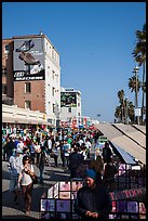 Crowded Ocean Front Walk in summer. Venice, Los Angeles, California, USA ( color)