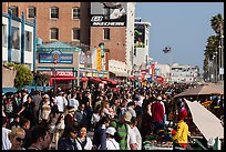 Ocean Front Walk with throngs of people. Venice, Los Angeles, California, USA ( color)