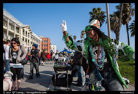 Colorful character on Ocean Front Walk. Venice, Los Angeles, California, USA (color)