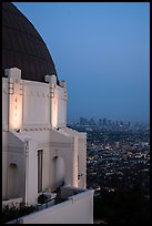 Griffith Observatory and downtown skyline at dusk. Los Angeles, California, USA ( color)
