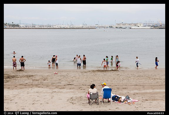 Cabrillo Beach and Long Island Harbor, San Pedro. Los Angeles, California, USA (color)