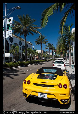 Ferrari car parked on Rodeo Drive. Beverly Hills, Los Angeles, California, USA (color)