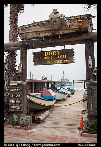 Gate to Dory Fishing Fleet. Newport Beach, Orange County, California, USA (color)