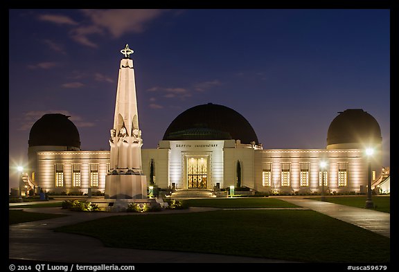Griffith Observatory at night. Los Angeles, California, USA (color)
