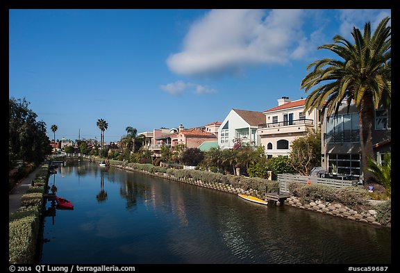 Residences, Venice Canal Historic District. Venice, Los Angeles, California, USA (color)