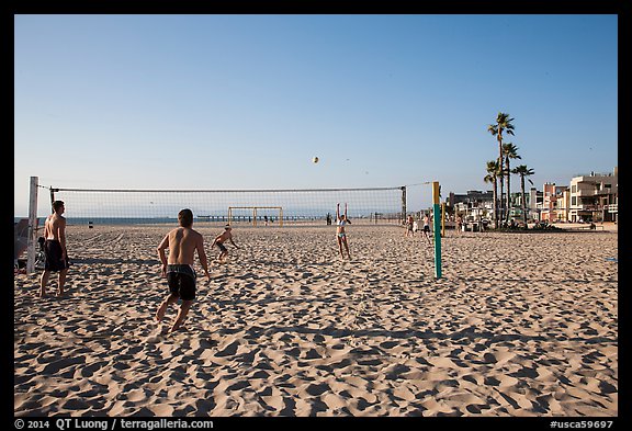 Beach volleyball, Hermosa Beach. Los Angeles, California, USA (color)