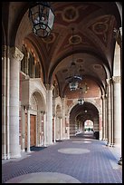 Gallery in Romanesque Revival style original building, UCLA, Westwood. Los Angeles, California, USA ( color)