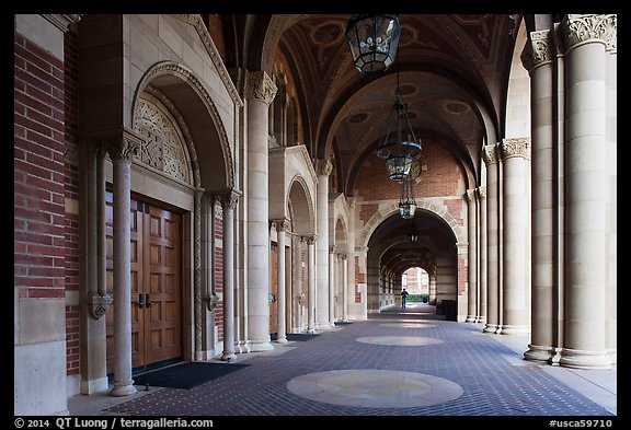 Royce Hall gallery, UCLA, Westwood. Los Angeles, California, USA (color)