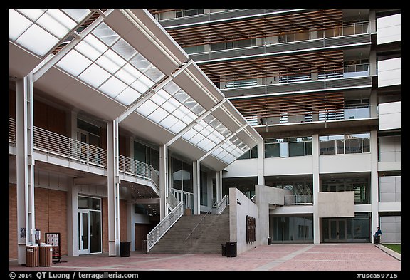 Modern buildings, University of California at Los Angeles, Westwood. Los Angeles, California, USA (color)