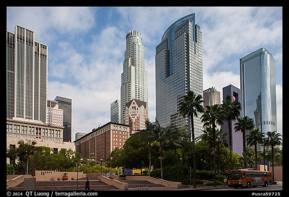Skyscrappers around Pershing Square. Los Angeles, California, USA (color)