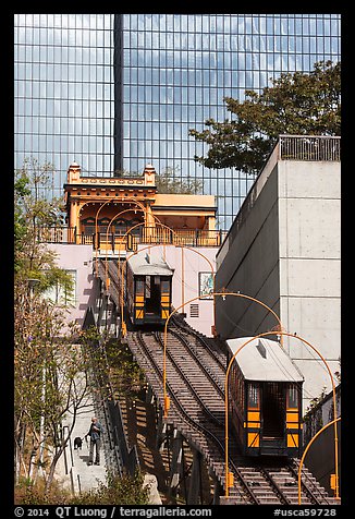 Angels Flight tram. Los Angeles, California, USA (color)