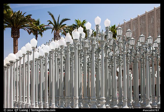 Urban Light by Chris Burden in front of LACMA. Los Angeles, California, USA (color)