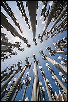 Looking up iron antique street lamps LACMA art installation. Los Angeles, California, USA ( color)