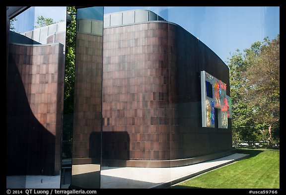 Window reflection, Simon Norton Museum. Pasadena, Los Angeles, California, USA (color)