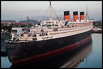 View of Queen Mary from above. Long Beach, Los Angeles, California, USA ( color)