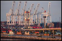 Containers and cranes in Long Beach port. Long Beach, Los Angeles, California, USA ( color)