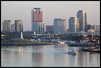 Harbor, lighthouse, and highrises. Long Beach, Los Angeles, California, USA ( color)