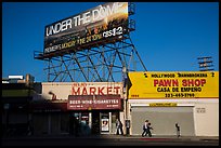 Street with liquor and pawn shops. Hollywood, Los Angeles, California, USA ( color)