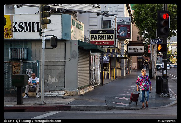 Sidewalk. Hollywood, Los Angeles, California, USA (color)