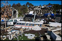 Movie set consisting of plane crash site, Universal Studios. Universal City, Los Angeles, California, USA ( color)