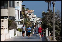 People exercising, beachfront promenade, Manhattan Beach. Los Angeles, California, USA ( color)