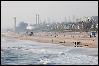 Beach and industrial facilities, Manhattan Beach. Los Angeles, California, USA ( color)