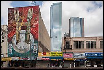 Broadway and high rises. Los Angeles, California, USA ( color)