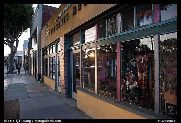 Downtown street at sunset. Santa Monica, Los Angeles, California, USA (color)