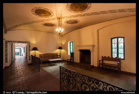 Historic Red tile passageway, La Arcada. Santa Barbara, California, USA (color)