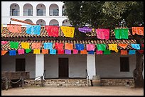 Colorful flags in courtyard. Santa Barbara, California, USA ( color)