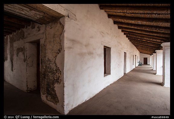 Galleries, El Presidio de Santa Barbara. Santa Barbara, California, USA (color)