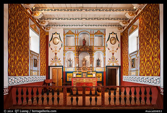 Brighly colored chapel, El Presidio. Santa Barbara, California, USA (color)