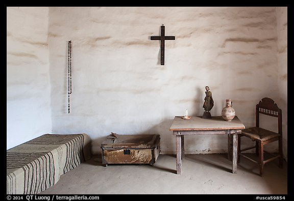 Room, El Presidio de Santa Barbara. Santa Barbara, California, USA (color)