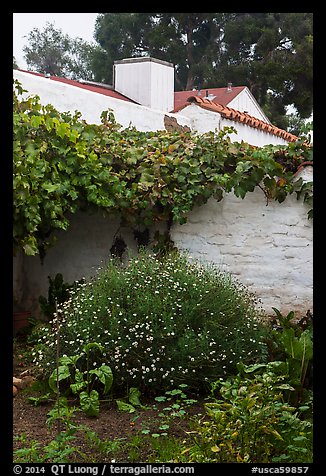 Courtyard corner, El Presidio. Santa Barbara, California, USA (color)