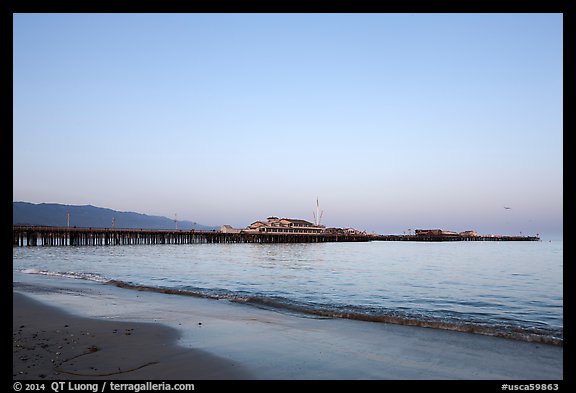 Beach and Stearns Wharff and sunset. Santa Barbara, California, USA (color)