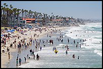 Crowded beach in summer, Oceanside. California, USA ( color)