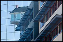 Reflection of Fallen Star sitting atop building, University of California. La Jolla, San Diego, California, USA ( color)