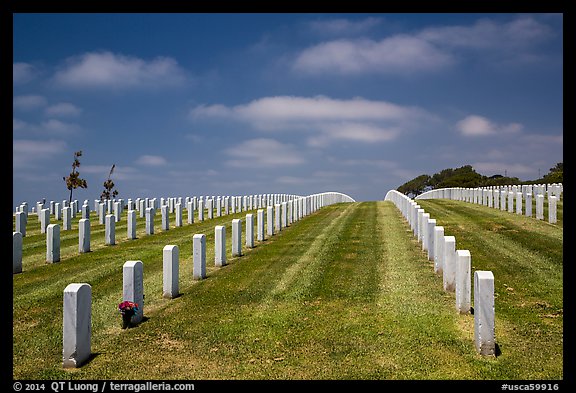 Headstones, Fort Rosecrans National Cemetary. San Diego, California, USA (color)