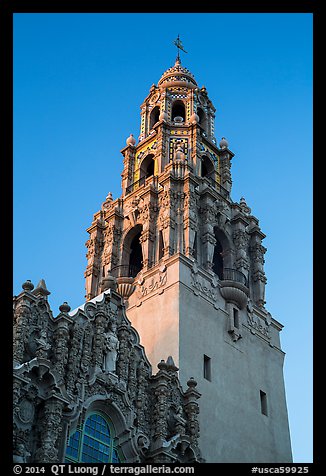 Museum of Man tower at sunset. San Diego, California, USA (color)