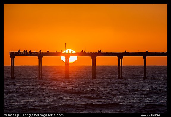 Sun setting behind Ocean Beach Pier. San Diego, California, USA (color)