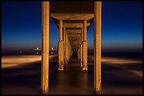 Underside of Ocean Beach Pier at night. San Diego, California, USA ( color)