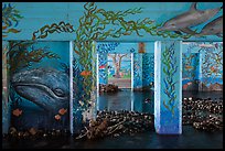 PCH underpass decorated with mural of ocean life, Leo Carrillo State Park. Los Angeles, California, USA ( color)