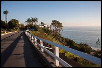 Residential street overlooking Pacific Ocean, Malibu. Los Angeles, California, USA ( color)